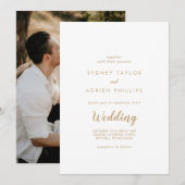 Eenvoudige kalligrafie|Gold Photo Informal Wedding Kaart (Voorkant / Achterkant)