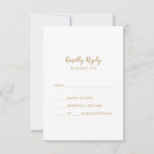 Eenvoudige kalligrafie Gold Simple Wedding RSVP-Ka RSVP Kaartje