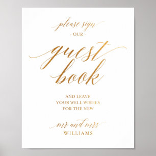 Eenvoudige kalligrafie Gold Weddenschap Poster