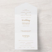 Eenvoudige kalligrafie|Gold Wedding All In One Uitnodiging (Binnen)
