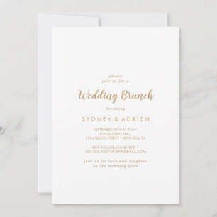 Eenvoudige kalligrafie   Gold Wedding Brunch Kaart
