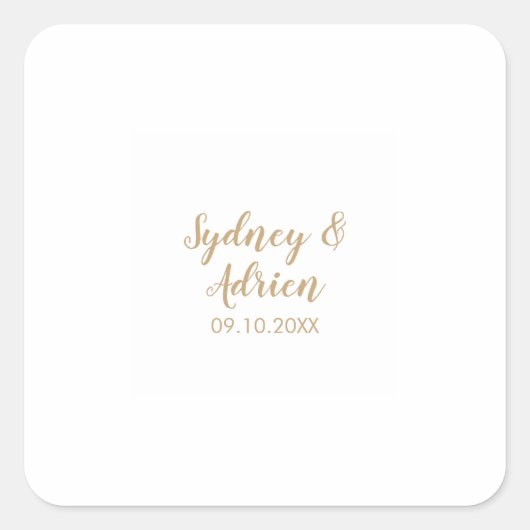 Eenvoudige kalligrafie|Gold Wedding Envelope-zegel Vierkante Sticker (Voorkant)