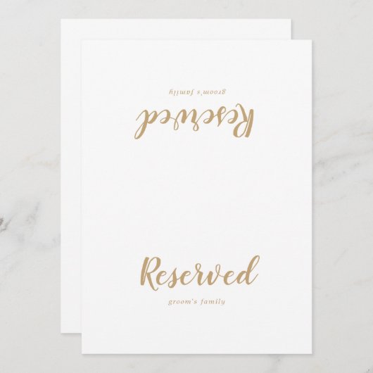 Eenvoudige kalligrafie|Gold Wedding Reserved Sign (Voorkant / Achterkant)