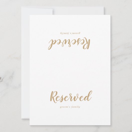 Eenvoudige kalligrafie|Gold Wedding Reserved Sign (Voorkant)