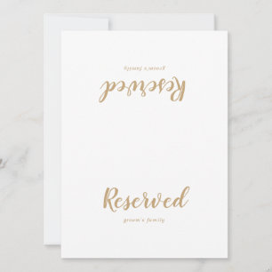 Eenvoudige kalligrafie Gold Wedding Reserved Sign