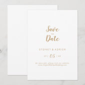 Eenvoudige kalligrafie|Gold Wedding Save the Date (Voorkant / Achterkant)