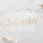 Eenvoudige kalligrafie goud "Beste wensen" Kaart (Voorkant / Achterkant in situ)