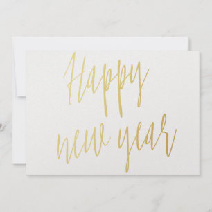 Eenvoudige kalligrafie goud "Gelukkig nieuwjaar Feestdagenkaart