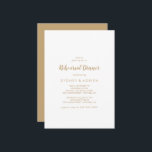 Eenvoudige kalligrafie | Goud - repetitie voor gou Kaart<br><div class="desc">Deze eenvoudige kalligrafie | Goudrepetities uit het diner zijn perfect voor een elegant evenement. Het klassieke ontwerp is uitgerust met supergouden en witte typografie met een modern,  minimalistisch gevoel.</div>