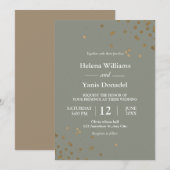 Eenvoudige kalligrafie: groen en goud kaart (Voorkant / Achterkant)