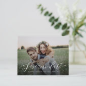 Eenvoudige kalligrafie groen foto opslaan van de d briefkaart (Staand voorkant)