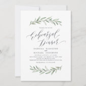 Eenvoudige kalligrafie groen repetitie diner kaart (Voorkant)