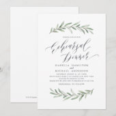 Eenvoudige kalligrafie groen repetitie diner kaart (Voorkant / Achterkant)