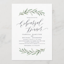 Eenvoudige kalligrafie groen repetitie diner kaart