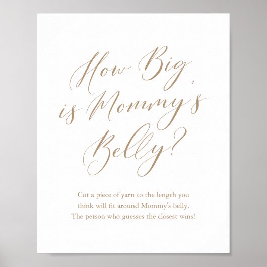 Eenvoudige kalligrafie Hoe groot is mama's Belly G Poster (Voorkant)