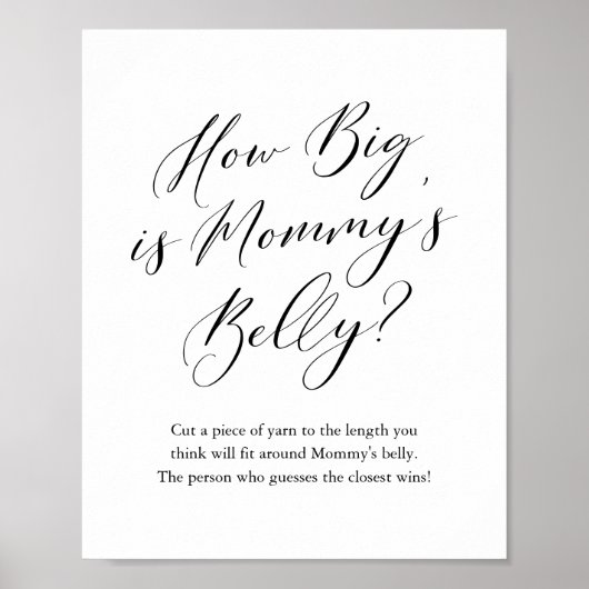 Eenvoudige kalligrafie Hoe groot is mama's Belly G Poster (Voorkant)