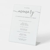 Eenvoudige kalligrafie in liefdevolle herinnering reclamebord met voetstuk (Voorkant)