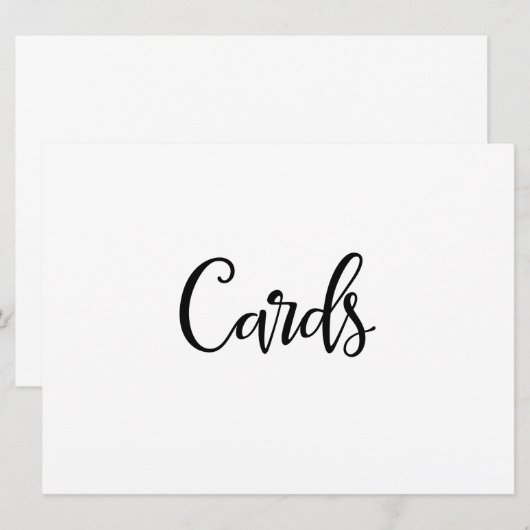 Eenvoudige kalligrafie | "Kaarten" Bruiloftsbord Kaart (Voorkant / Achterkant)