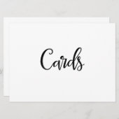 Eenvoudige kalligrafie | "Kaarten" Trouwbord Kaart (Voorkant / Achterkant)