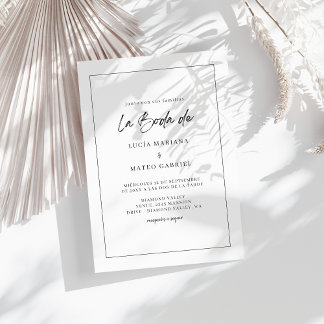 Eenvoudige kalligrafie La Boda de Spaanse bruiloft Kaart