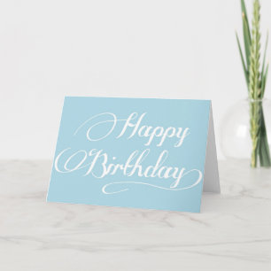 Eenvoudige kalligrafie Light Blue Happy Birthday-k Kaart