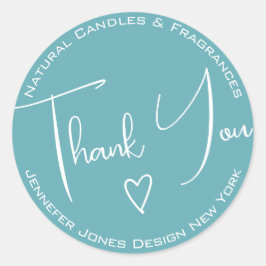 Eenvoudige kalligrafie Light Sky Blue Hartelijk da Ronde Sticker