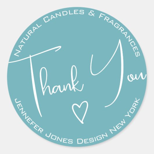 Eenvoudige kalligrafie Light Sky Blue Hartelijk da Ronde Sticker (Voorkant)