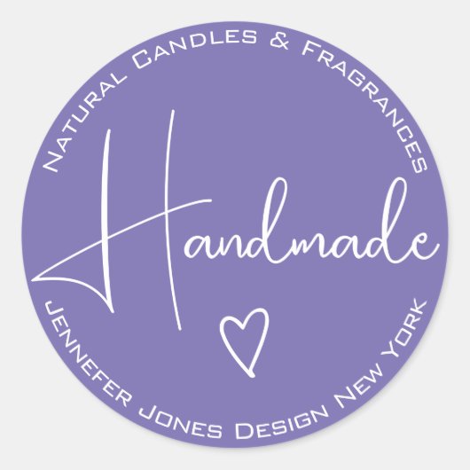 Eenvoudige kalligrafie Lila lavender Handgemaakte  Ronde Sticker (Voorkant)