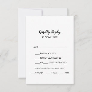 Eenvoudige kalligrafie Menu Keuze Bruiloft RSVP Ka