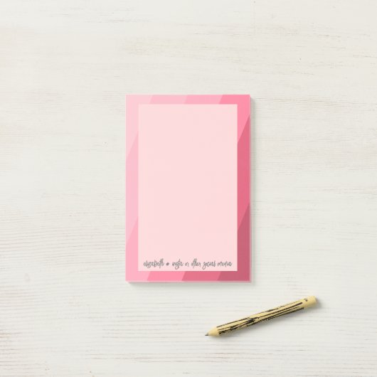 Eenvoudige kalligrafie met retro strepen - roze ro post-it® notes (Op bureau)