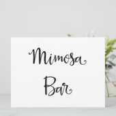 Eenvoudige kalligrafie | Mimosa Bar bruiloft bord Kaart (Staand voorkant)