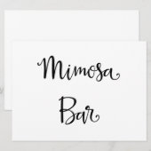 Eenvoudige kalligrafie | Mimosa Bar bruiloft bord Kaart (Voorkant / Achterkant)