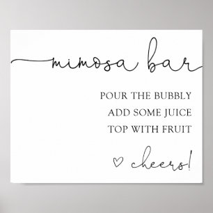 Eenvoudige kalligrafie Mimosa Bar-Drink Poster