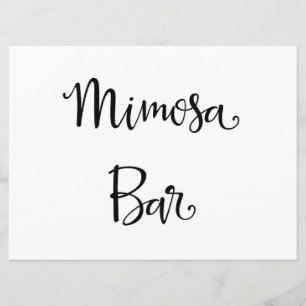 Eenvoudige kalligrafie Mimosa Bar huwelijksbord Kaart