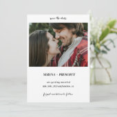 Eenvoudige kalligrafie minimalist Bewaar de datumf Save The Date (Staand voorkant)