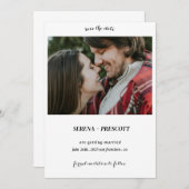 Eenvoudige kalligrafie minimalist Bewaar de datumf Save The Date (Voorkant / Achterkant)