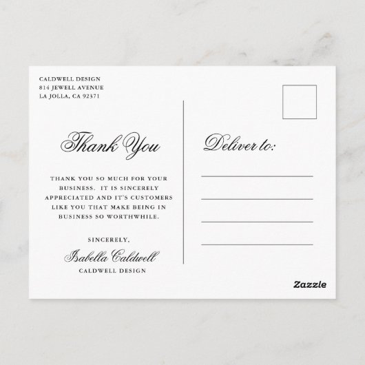 Eenvoudige kalligrafie Modern Business Briefkaart (Achterkant)