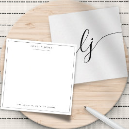 Eenvoudige kalligrafie Monogram Elegant Gepersonal Notitiekaartje