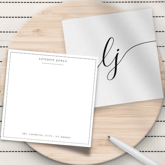 Eenvoudige kalligrafie Monogram Elegant Gepersonal Notitiekaartje