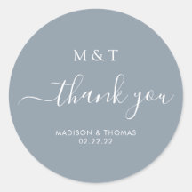 Eenvoudige kalligrafie Monogram Stusty Blue Weddin