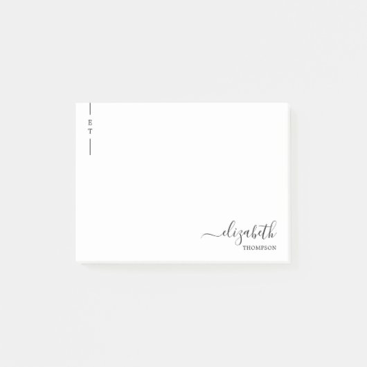 Eenvoudige kalligrafie Monogram zwart-wit Post-it® Notes (Voorkant)