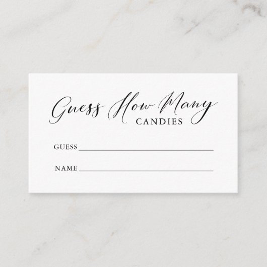 Eenvoudige kalligrafie Raad hoeveel Snoepjes Informatiekaartje (Voorkant)