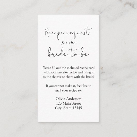 Eenvoudige kalligrafie Recept Aanvraag Behuizing K Informatiekaartje (Voorkant)