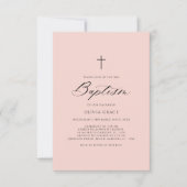 Eenvoudige Kalligrafie Roze Baby Meisje Doop Kaart (Voorkant)