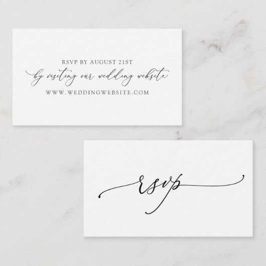 Eenvoudige kalligrafie RSVP Online Card Informatiekaartje (Voorkant / Achterkant)
