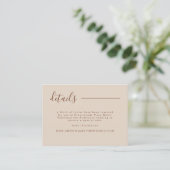 Eenvoudige kalligrafie Rustic en Cream Wedding Informatiekaartje (Staand voorkant)