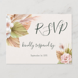 Eenvoudige kalligrafie Rustic Floral Wedding RSVP Briefkaart