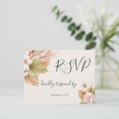 Eenvoudige kalligrafie Rustic Floral Wedding RSVP Briefkaart (Staand voorkant)