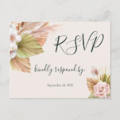 Eenvoudige kalligrafie Rustic Floral Wedding RSVP Briefkaart (Voorkant)