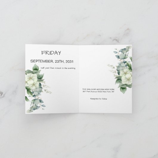 Eenvoudige kalligrafie Rustic Greenery Floral Wedd (Binnen)